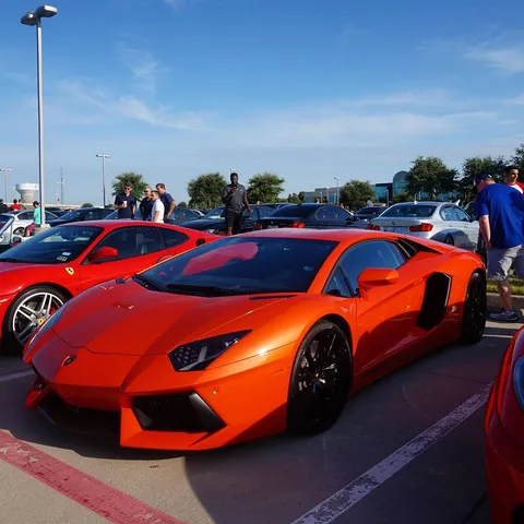 Check out the amazing color on this Lamborghini Aventador seen at Cars and Coffee Dallas. #lamborghi