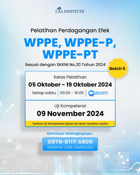 [[Exam Preparation WPPE Batch 5]]

Sobat CSA ingin berkarir di pasar modal? Pastinya banyak perusaha