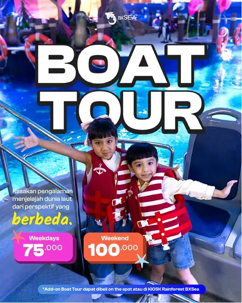 Naik perahu di atas aquarium dan sea tunnel BXSea? Emang bisa? 

Bisa banget! Yuk, cobain Boat Tour