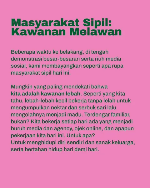 Karena kita adalah Kawanan Melawan 🐝
#KawananMelawan
#WargaJagaWarga
#IndonesiaBerbenah