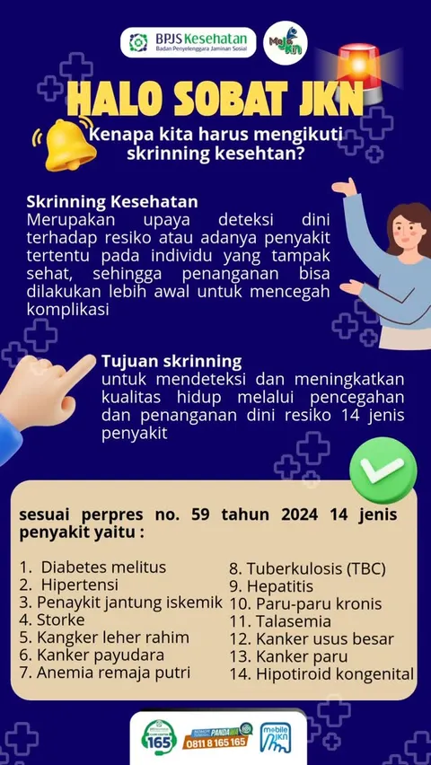 Halo Sobat JKN!
Kalian udah cek skrinning riwayat kesehatan belum?
Yuk jangn tunda buat cek kesehata