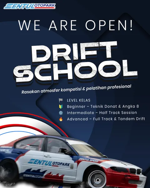 Mau belajar drifting dari basic sampai level pro?🤔
Sentul Otopark Drift School Is Back! ✨
Tersedia