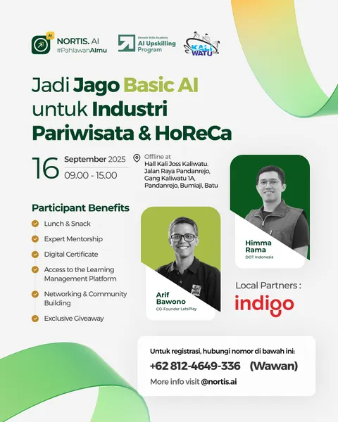 ✨ Saatnya jadi Jago Basic AI untuk Industri Pariwisata & HoReCa! 🚀
Mau tahu gimana AI bisa bikin bi