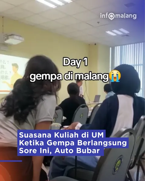 Salah satu kelas bahasa Mandarin di UM sore ini mendadak bubar sekejap ketika gempa berlangsung pada