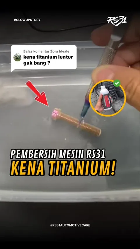 Pembersih mesin RS31 kena titanium? Jelas aman Masbray!🤙🏻😎

Order "Klik Link di BIO"
Shopee : RS3