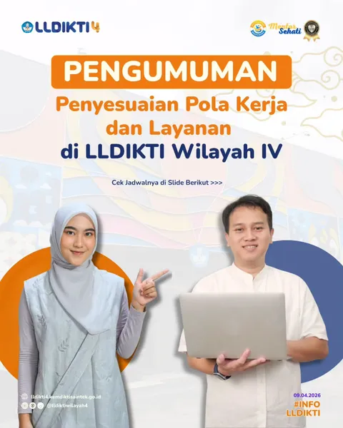 ⚠️Izin, Ada Penyesuaian 

Halo #RencangLLDIKTI4 👋🏻

Berdasarkan arahan dari Kementerian Pendidikan