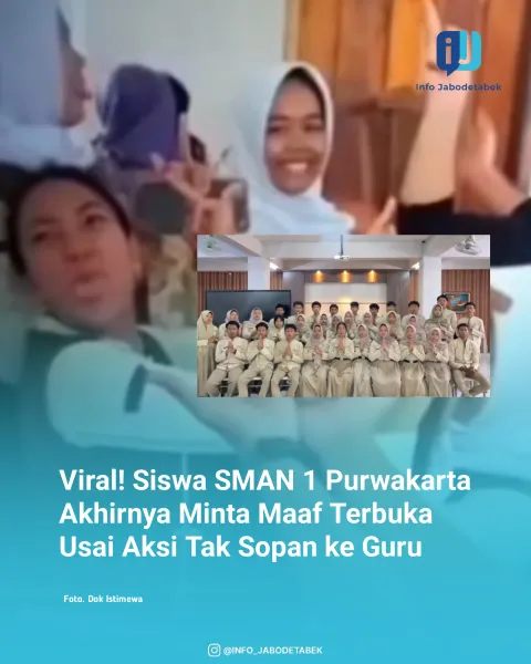 Sejumlah siswa dari SMAN 1 Purwakarta yang sempat viral karena tindakan tidak sopan terhadap guru ak