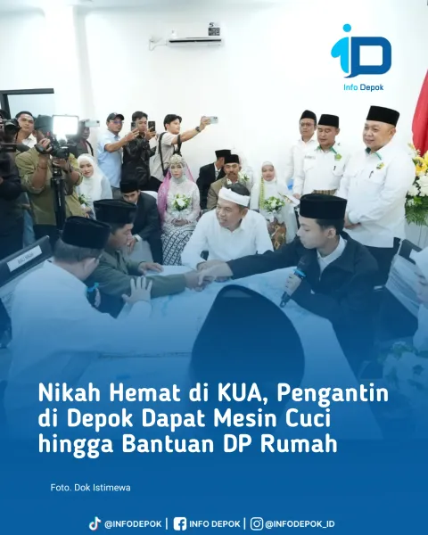 Gubernur Jawa Barat Dedi Mulyadi menghadiri pernikahan massal sederhana di KUA Pusaka, Bojongsari, K