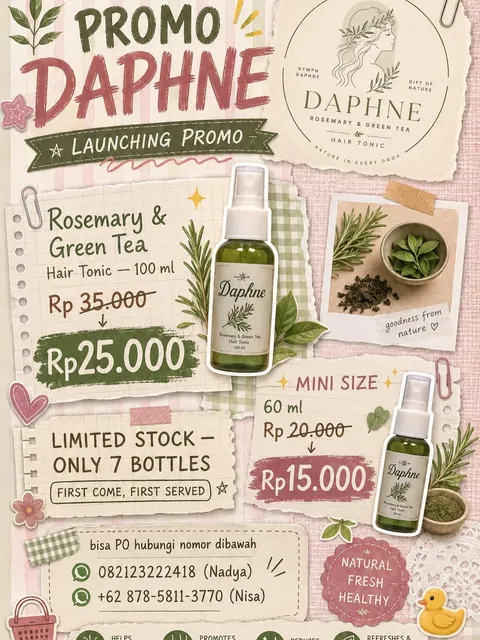NEW PRODUK 
HAIR TONIC ROSEMARY & GREEN TEA 😍
SPECIAL PRICE ( 100Ml 25k) ( 60Ml 15k ) 
Limited Stoc