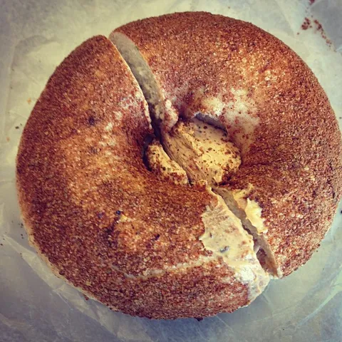 Old Bay bagel with Old Bay cream cheese.