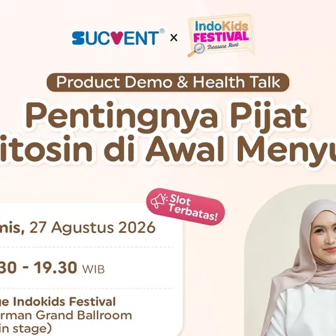 Bandung, see you at Indokids Festival!💙✨
Yuk, join Product Demo & Health Talk SucVent bersama Bida