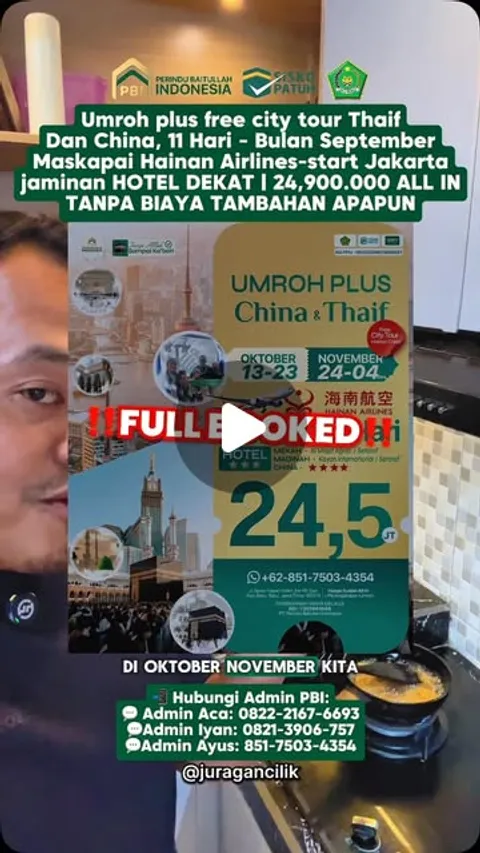 Umroh plus china kita buka lagi , 🤩🇨🇳
24.9jt all in tanpa tambahan biaya
PT. PERINDU BAITULLAH IN