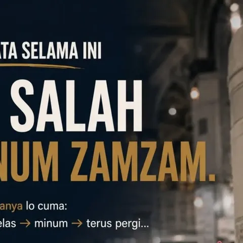 Ternyata minum Zamzam juga jangan sekadar “ambil satu gelas, terus jalan”.
Ada satu kebiasaan kecil